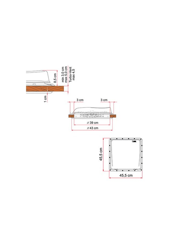 Clarabóia Fiamma Turbo Vent 160 Vidro 40 X 40 cm