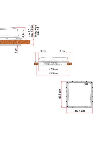 Lanterneau Fiamma Turbo Vent 160 Verre 40 X 40 cm