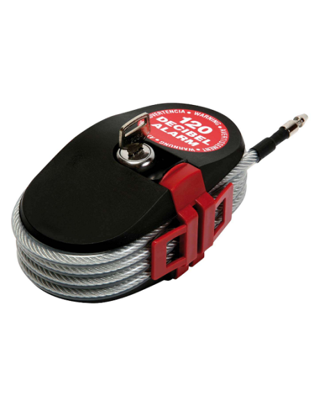 Alarma acústica con cable antirrobo 4,60 metros y 120 dB