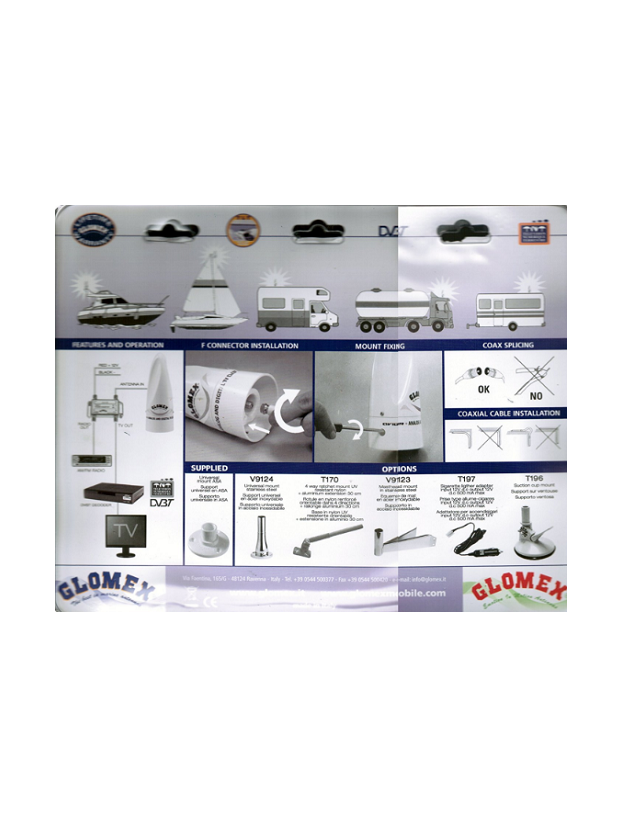 Omnidirectional FM + TV Radio Glomex antenna