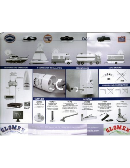 Antena omnidirezionale FM + TV Radio Glomex