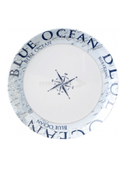 Flacher Teller Ø 25 cm in Melamin Blue Ocean Brunner