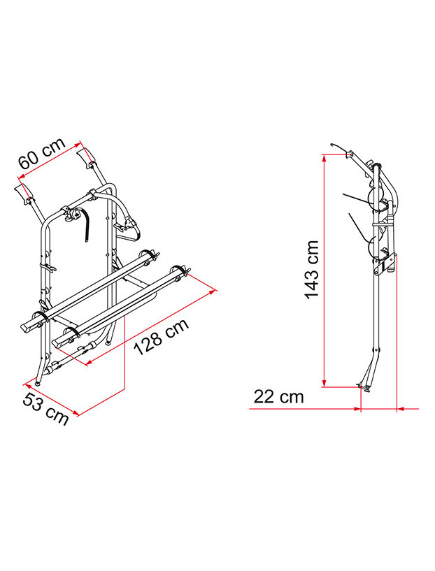 Carry Bike for Opel Vivaro, Nissan Primestar, Renault Traffic with single door Fiamma