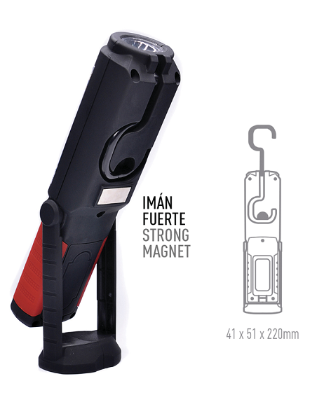 Luce di lavoro torcia con gancio e magnete TM Electron Luce di lavoro torcia con gancio e magnete TM Electron