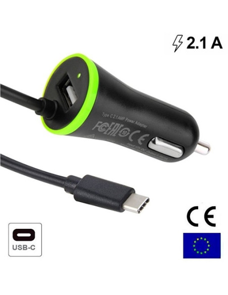 Car charger type C + USB 3 Amp.
