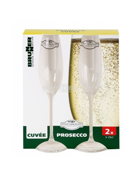 Copa en polycarbonate mélanine x2 Prosecco Cuvée 25cl Brunner
