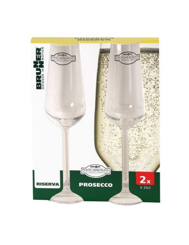 Copa em policarbonato melanina x2 Prosecco Riserva 25cl Brunner