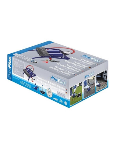 Bomba de pé de cilindro duplo PRO PLUS 7BAR/100 PSI com manômetro