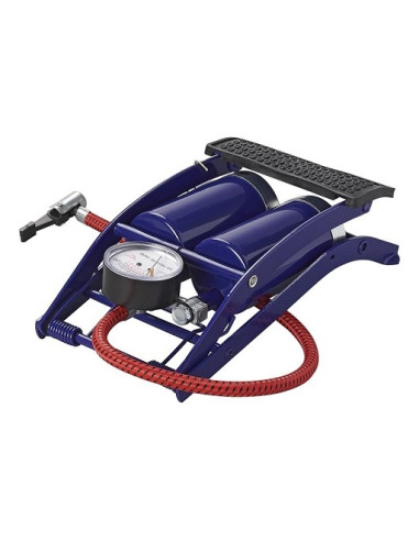 Bomba de pie doble cilindro con manómetro PRO PLUS 7BAR/100 PSI