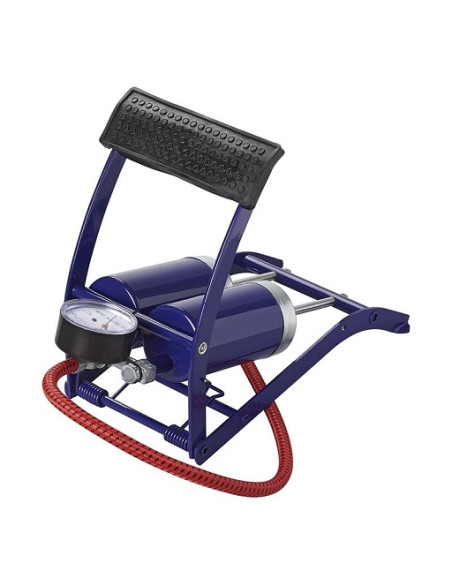 Bomba de pé de cilindro duplo PRO PLUS 7BAR/100 PSI com manômetro Bomba de pé de cilindro duplo PRO PLUS 7BAR/100 PSI com manômetro