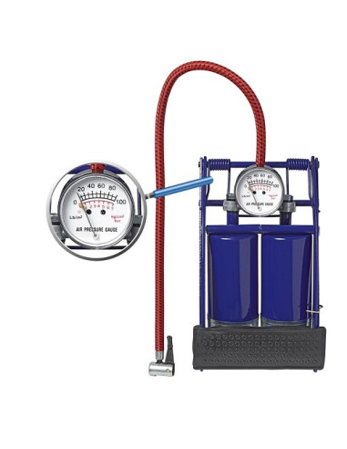 Bomba de pie doble cilindro con manómetro PRO PLUS 7BAR/100 PSI