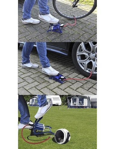 Bomba de pie doble cilindro con manómetro PRO PLUS 7BAR/100 PSI