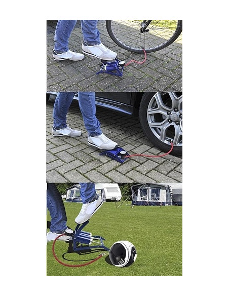 Bomba de pie doble cilindro con manómetro PRO PLUS 7BAR/100 PSI Bomba de pie doble cilindro con manómetro PRO PLUS 7BAR/100 PSI