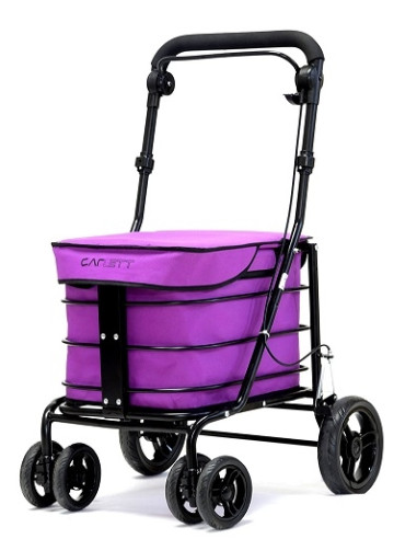 Folding shopping cart with seat Fuchsia Carlett 700