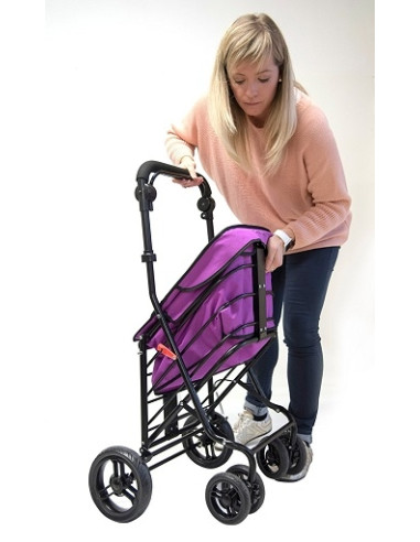 Carro de compra plegable con asiento Fucsia Carlett 700