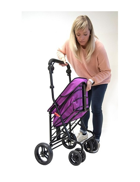 Carro de compra plegable con asiento Fucsia Carlett 700