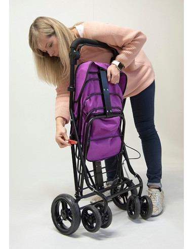 Carrinho de compras dobrável com assento Fuchsia Carlett 700