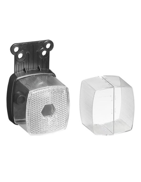 Feu de position carré blanc avec catadioptre avant 66x62mm Radex