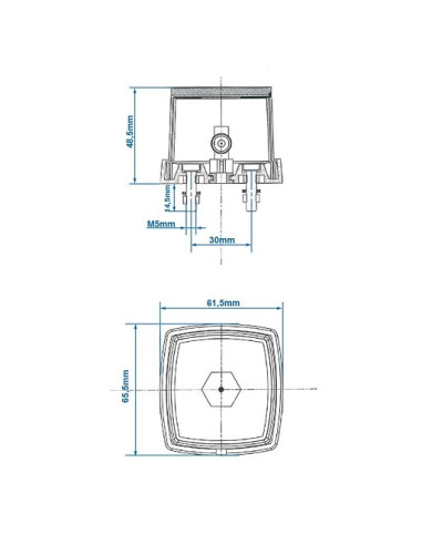 Luz de posição quadrada branca com refletor frontal 66x62mm Radex