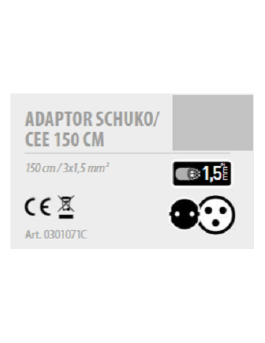 Adaptateur Schuko/Cetac 150 cm pour extérieur avec 1,50 mm²