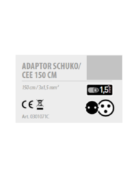 Adaptador Schuko/Cetac 150 cm para exterior con 1,50 mm² Adaptador Schuko/Cetac 150 cm para exterior con 1,50 mm²