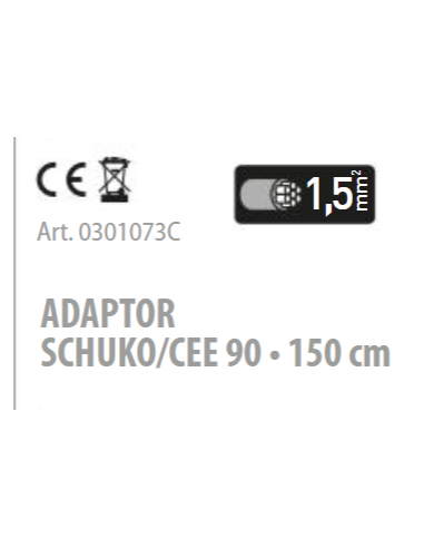 Schuko/Cetac adapter with 1.50 cm outdoor elbow with a thickness of 1.50 mm²