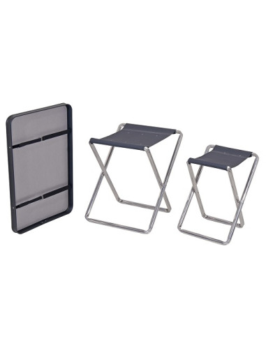 Conjunto de mesa con dos taburetes plegables Crespo