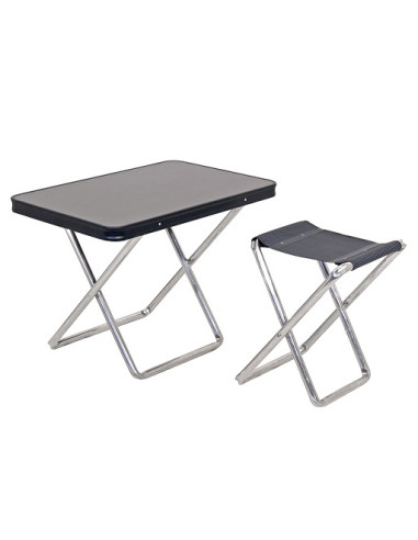 Conjunto de mesa con dos taburetes plegables Crespo