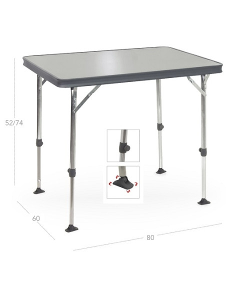 Mesa de aluminio gris oscuro 80 x 60 cm Crespo