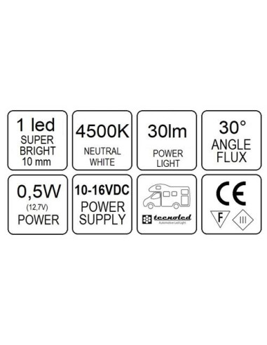 Plafón de techo circular 18 LED Frio 12v