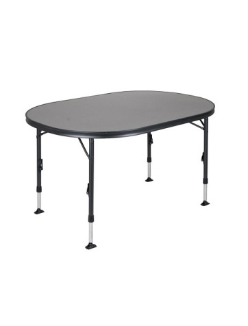 Ovaler Tisch aus grauem Aluminium 130 x 91 cm gewellt