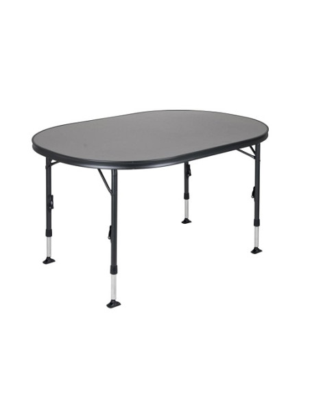 Ovaler Tisch aus grauem Aluminium 130 x 91 cm gewellt