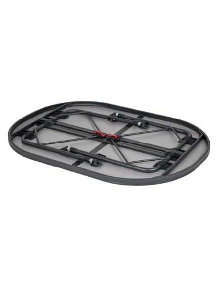 Ovaler Tisch aus grauem Aluminium 130 x 91 cm gewellt