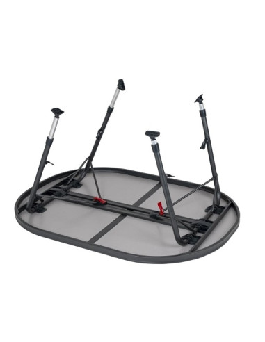 Gray aluminum oval table 130 x 91 cm Curled