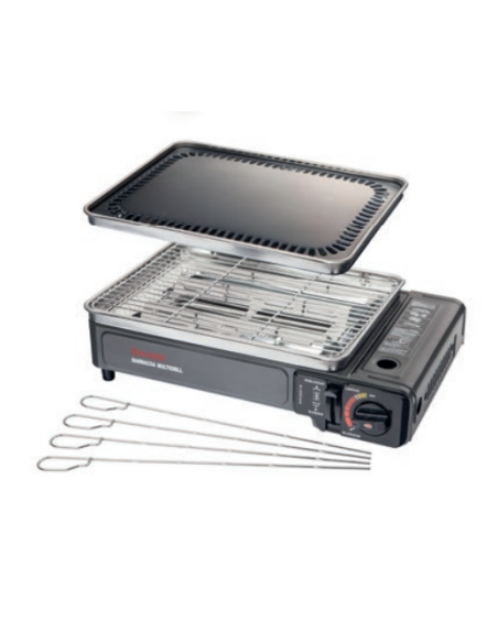 Churrasqueira Butsir multigrill para cartucho de gás e garrafa de butano.
