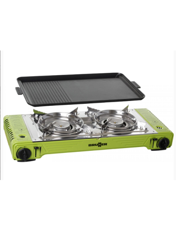 2-burner stove and iron with Brunner gas cartridge