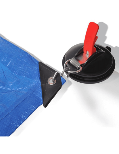 Suction cup with ring and two hooks