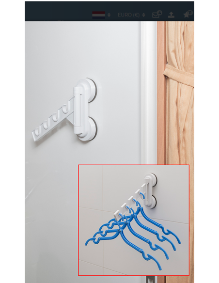 Arm mit Saugnäpfen für 4 Kleiderbügel