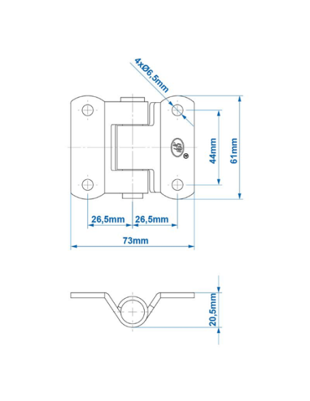 Charnière en acier galvanisé Pro Plus 61 mm