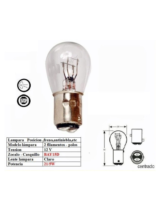 BAY15D 12V 21/5W lampada